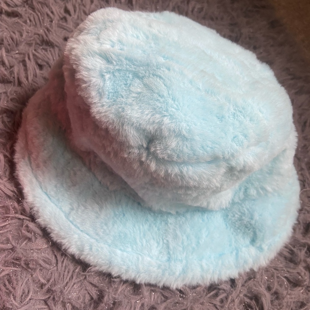 Fluffy Blue Bucket Hat